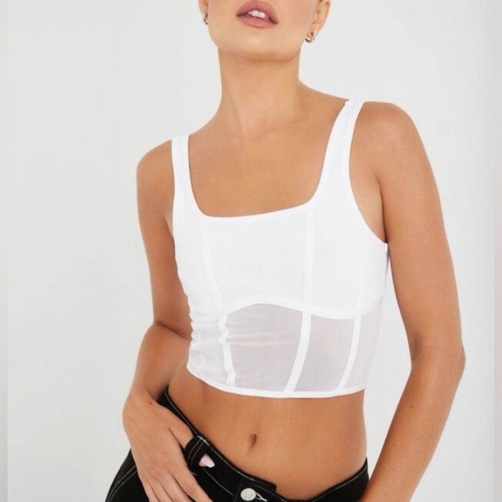 NWT • Women’s White Cropped Corset Tank Top🌟
